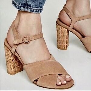 NWT Soludos Olivia Heel Leather Suede Sandals in Desert Size 9